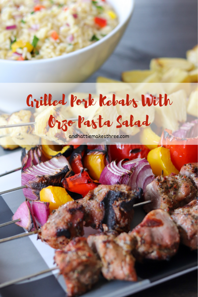 Grilled Pork Kebabs With Orzo Pasta Salad