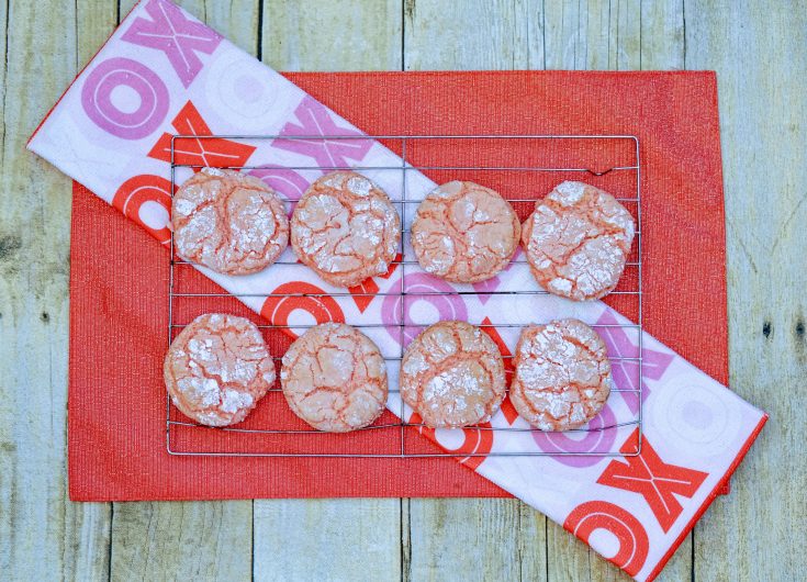 Strawberry Cake Mix Crinkle Cookies